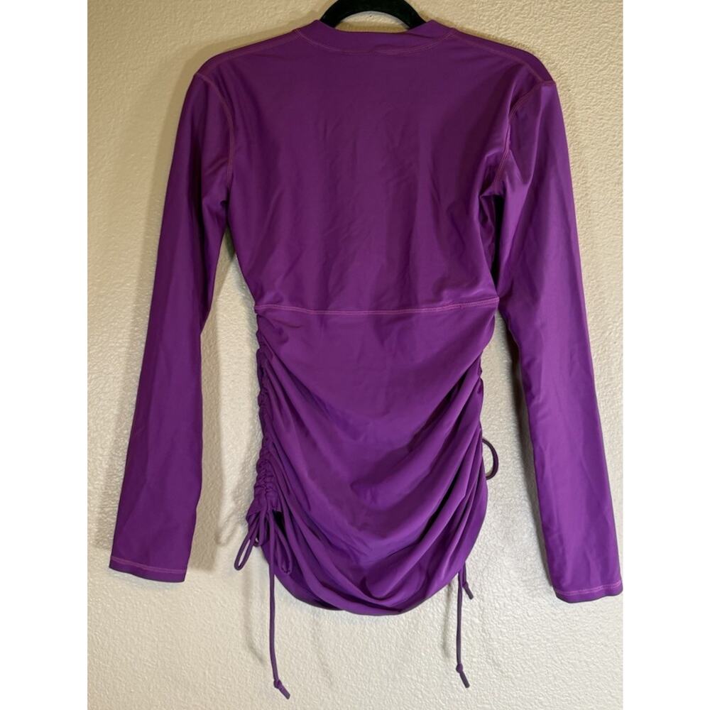 Sbart Size Medium Long Sleeve Rash Guard Swim Top Ruched Drawstring Sides - Picture 4 of 5